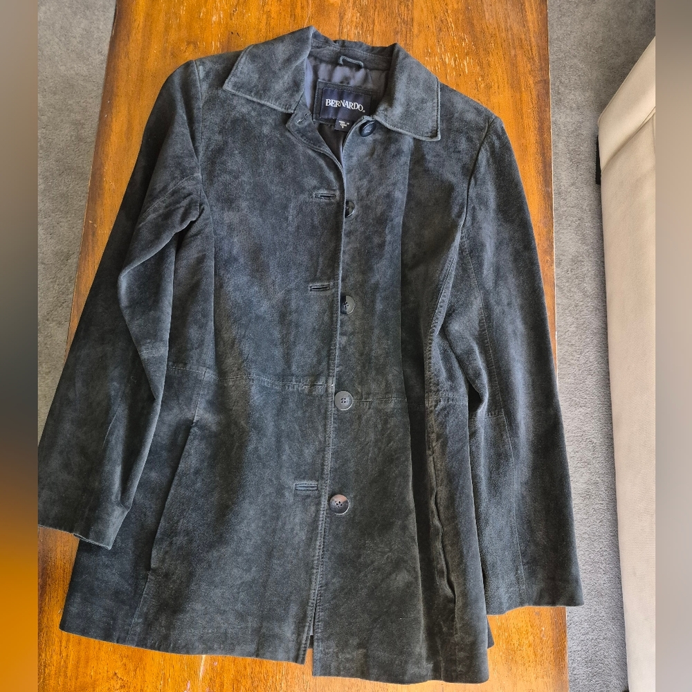 Bernardo Charcoal Suede Coat - Picture 3 of 9
